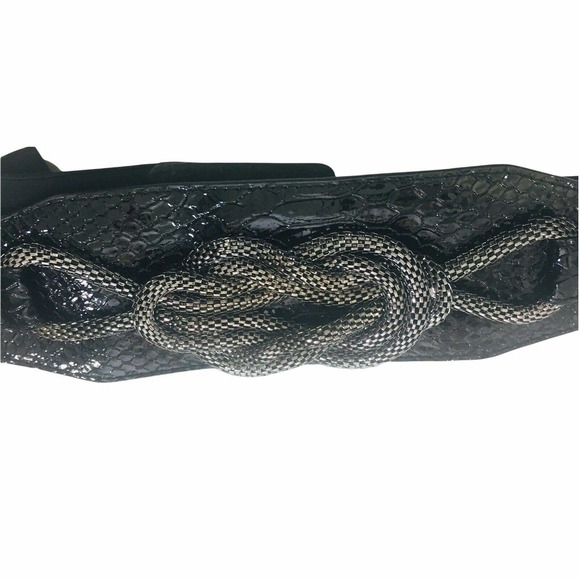 VINTAGE LEATHER BELT BLACK S/M - Picture 4 of 5